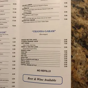 Desserts and Drinks (love the Taj Mahal beer)