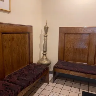 two benches and a lamp