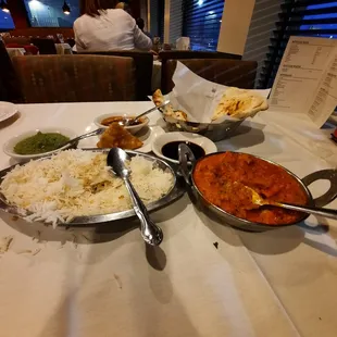 a variety of dishes on a table