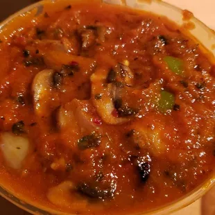 Mushroom masala ($12), made vegan w/o butter/ghee/cream. Light &amp; fresh.