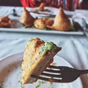 Paneer "cheese" Pakora with the cilantro lime spiced dip.