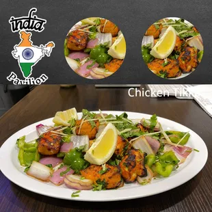a plate of chicken and vegetables