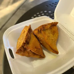 chicken samosas, they're okay
