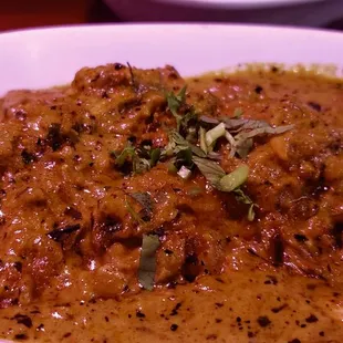 Chicken methi! I got it fairly spicy. Flavorful.