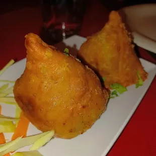 two fried food items on a plate