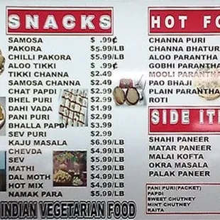 India Sweets &amp; Spices Menu