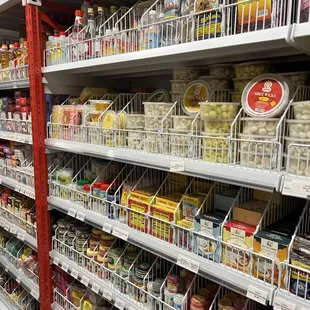 shelves filled with food items