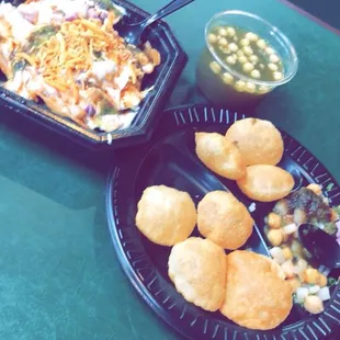 two plates of food on a table