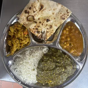 Very home style saag paneer thali beautiful