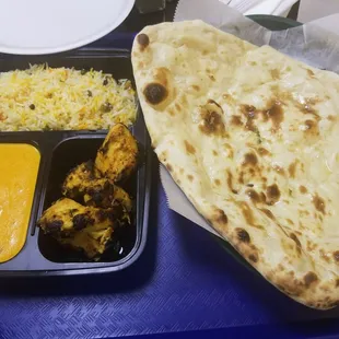 Express Meal - chicken tikka, tikka masala sauce, Pulau rice, naan