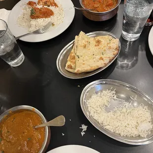 Chicken Makhani, Garlic Naan, Chicken Tikka Masala, Lamb South Indian Curry, Masala Chai