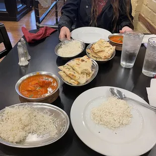 Chicken Tikka Masala x2, Garlic Naan, and Butter Naan