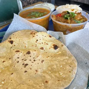 Chicken Vinddalu, Chicken Kadai and Tawa Roti