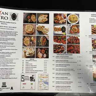 the menu of the restaurant