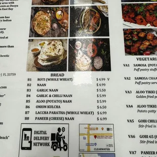 a menu for a restaurant