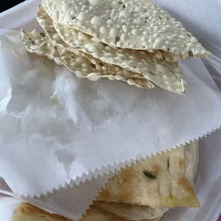 B3. Garlic Naan and S2. Papad