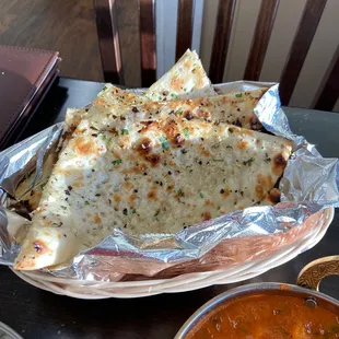 Garlic naan with so much garlic. So good.