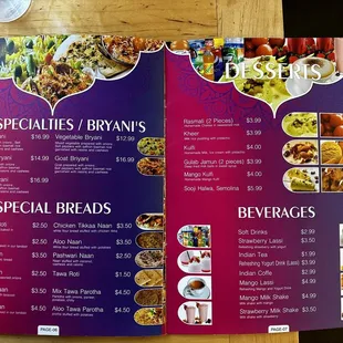 Rice, Bread, Beverage Menu