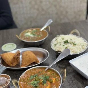 a variety of dishes on a table