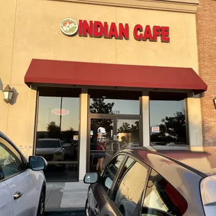 Outside the restaurant.