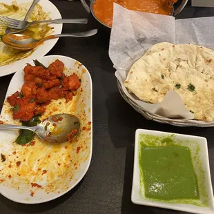 Chicken 65, Garlic Naan, Butter Chicken