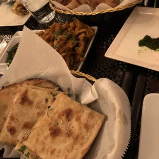 a variety of food items on a table