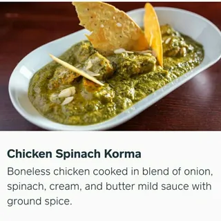 Chicken Spinach Korma (come with basmati rice)