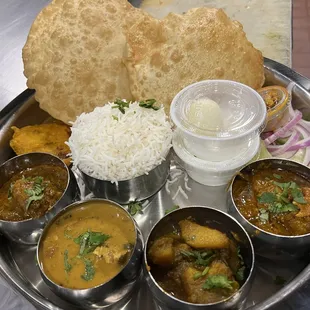 Delicious Bengali thali items