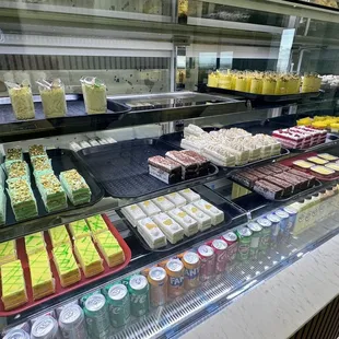 a variety of desserts on display