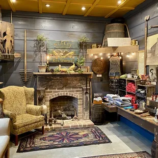 a fireplace in the middle of the room