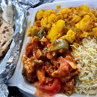 Chili Chicken and Aloo Gobi lunch special