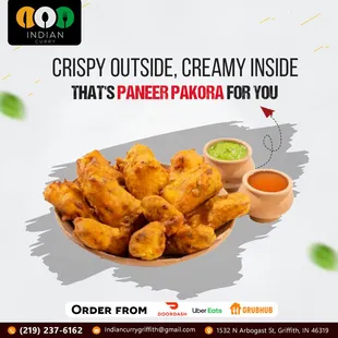 Satisfy your cravings with our irresistible Paneer Pakora. Order online now at #IndianCurry and indulge in crispy, creamy goodness!