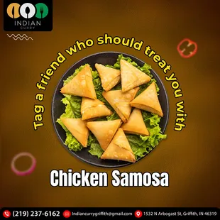 Tag a friend who should treat you to Chicken Samosa! Visit #IndianCurry today for a delicious experience.