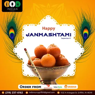 Happy Janmashtami from #IndianCurry! May Lord Krishna&apos;s blessings fill your life with love and prosperity.

#janmashtami #KrishnaJayanti