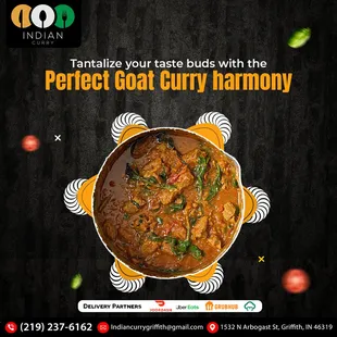 Tantalize your taste buds with our perfect Goat Curry harmony. Order online now at #IndianCurry and experience culinary bliss!