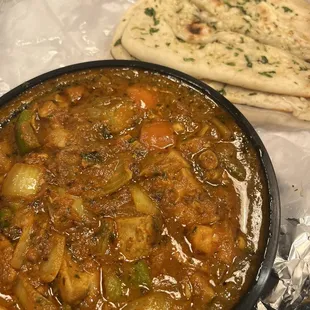 Chicken Kadai, Garlic Naan