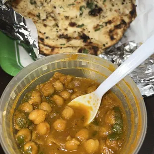 Samosa chaat &amp; garlic naan