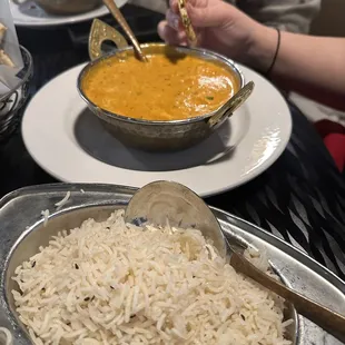 Paneer Butter Masala and Boiled White Rice
