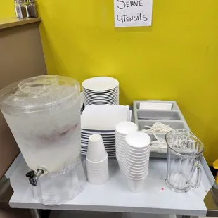 Self serve water and utensils