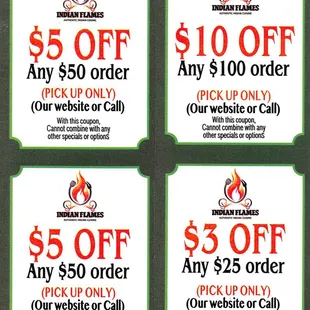 Take out Coupons
 (Pick Up Only)