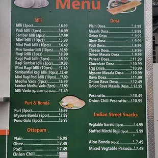 a menu for a restaurant