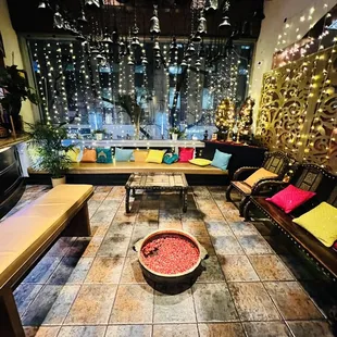 seating area with a fire pit