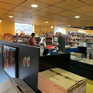 My family making payment at the cashier counter.