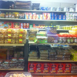 shelves of food and snacks