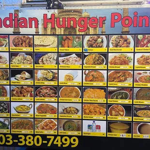Menu w/ photos of popular dishes.