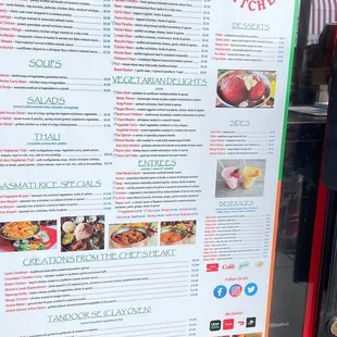 a menu in a window