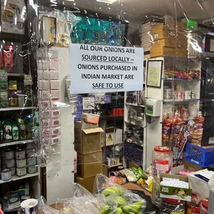 a sign in the window of a store