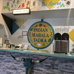 Restaurant inside and my delicious tomato onion salad