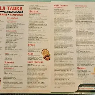 menu
