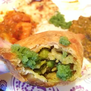 Veggie Samosa with mint chutney... Spicy!!
